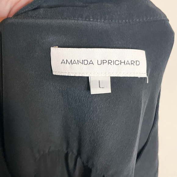 AMANDA UPRICHARD black 100% silk v neck tunic dress size large minimalist - Picture 6 of 7